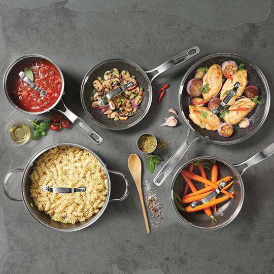 Stainless Steel Non-Stick 10-Piece Cookware Set With Stainless Steel Handles